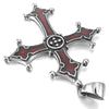 Men's Stainless Steel Enamel Pendant Necklace Silver Tone Red Celtic Medieval Cross -With 22 Inch Chain-Necklaces-INBLUE-Innovato Design