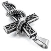 Men's Stainless Steel Pendant Necklace Silver Tone Black Cobra Snake Cross -With 23 Inch Chain - InnovatoDesign