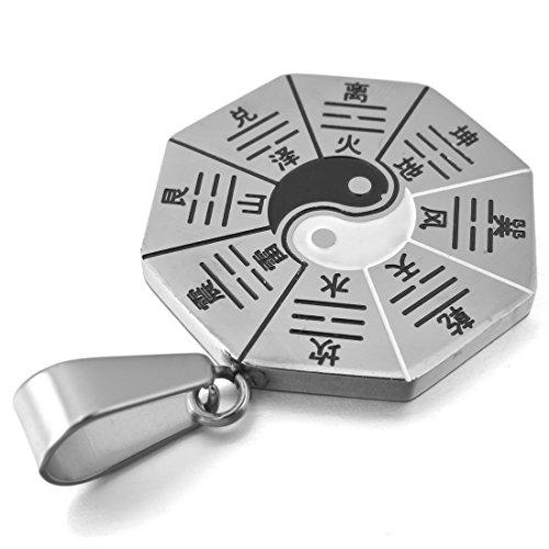 Men's Stainless Steel Pendant Necklace Yin Yang -With 23 Inch Chainn-Necklaces-INBLUE-black-Innovato Design