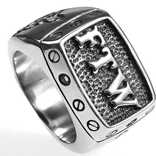 Vintage Men's Punk Rocker FTW Letters Gothic Ring-Rings-Innovato Design-7-Innovato Design