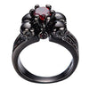 Jewelry Womens Red Lab Stone Skulls Ring Engagement Wedding Black Gold Plated Garnet Womens Ring Size 5-10-Rings-Innovato Design-5-Innovato Design