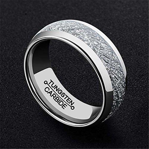 Men 8mm Silver Tungsten Carbide Ring Vintage Meteorites Pattern Wedding Engagement Band Domed Comfort Fit-Rings-Fashion Month-6-Innovato Design