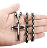 Stainless Steel Men Cross Necklace Pendant for Boys Byzantine Chain Black 5mm 22-30 Inch - InnovatoDesign