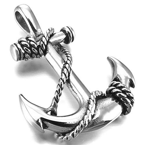 Men's Stainless Steel Pendant Necklace Anchor Nautical -With 23 Inch Chain-Necklaces-INBLUE-gold-Innovato Design