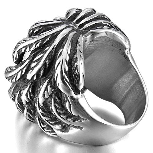 Men's Stainless Steel Ring Silver Gold Tone Black Skull Wing-Rings-INBLUE-7-Innovato Design