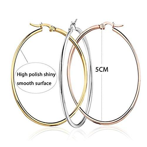 Stainless Steel 4 Pairs Stainless Steel Hoop Earrings Set for Women 30-60mm-Earrings-IPINK-4 Pairs of 30cm-Innovato Design