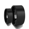 His & Her's 8MM/6MM Flat Black Matte Finish Tungsten Carbide Wedding Band Ring Set-Rings-Innovato Design-6-5-Innovato Design