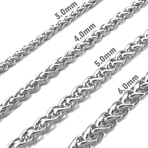 Men's 6mm Wide Stainless Steel Necklace Wheat Chain Link Silver Tone 14~40 Inch-Necklaces-INBLUE-15.0 inches-Innovato Design