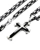 Stainless Steel Men Cross Necklace Pendant for Boys Byzantine Chain Black 5mm 22-30 Inch - InnovatoDesign