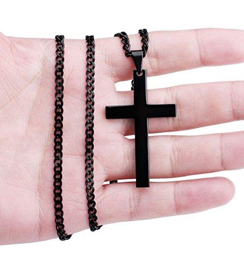 Stainless Steel Chain Black Cross Necklace for Men Women, 22-24 Inch-Necklaces-Innovato Design-1. Mens: 50*30mm Pendant+24'' Chain-Innovato Design