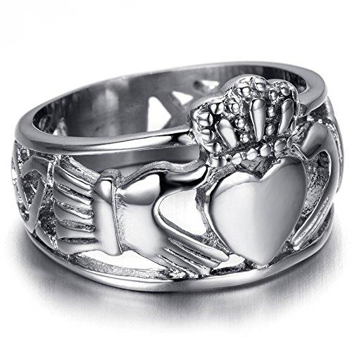 Men Stainless Steel Claddagh Ring-Rings-Innovato Design-8-Innovato Design