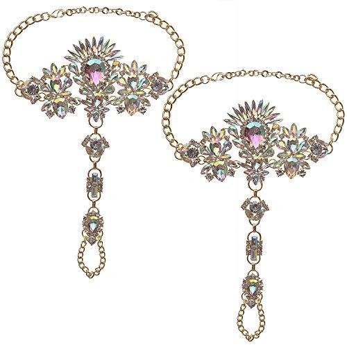 1 Pair Crystal Foot Jewelry for Women Barefoot Sandals Beach Wedding Anklet-jewelry-Innovato Design-Silver-Innovato Design