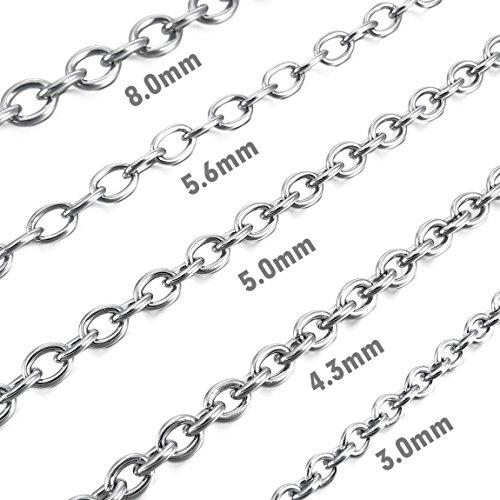 Men's 5mm Wide Stainless Steel Necklace Cable O Chain Link Silver Tone 14~40 Inch-Necklaces-INBLUE-15.0 inches-Innovato Design