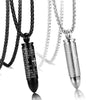 Men Women Stainless Steel Bullet Necklace Pendant English Lord's Prayer Chain 22 Inch-Necklaces-Jstyle Jewelry-A: 2 Pcs Black+White(22'' Chain)-Innovato Design