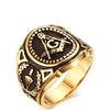 Stainless Steel Gold Plated Vintage Freemason Symbol Masonic Rings Bands for Men Large Heavy Bronze - InnovatoDesign