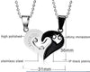 Stainless Steel Men Women Couple Necklace Pendant Love Heart CZ Puzzle Matching,Silver and Black Tone - InnovatoDesign