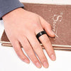 DUO 8mm Black Matte Finish Tungsten Carbide Ring 18K Gold Plated Beveled Edge Wedding Band-Rings-Innovato Design-7-Innovato Design