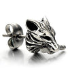 Rock Punk Mens Wolf Head Sword Stud Earrings in Stainless Steel, 2 Pcs-Earrings-Innovato Design-Innovato Design