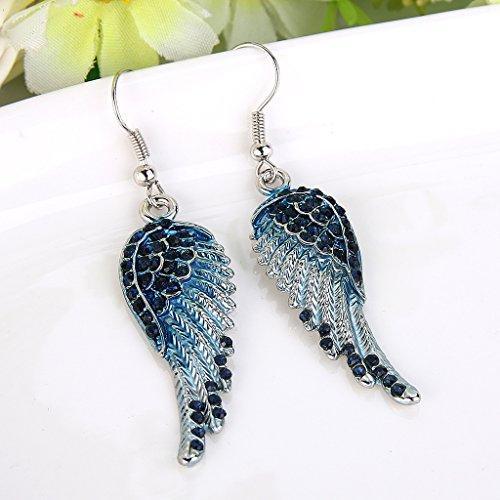Angel Wing Hook Earrings Austrian Crystal Silver-Tone-Earrings-Innovato Design-Purple-Innovato Design