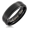 6 MM Men's Black Titanium Ring Wedding Band Engraved I Love You