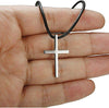 Stainless Steel Cross Necklace for Men Women Leather Cord Chain Necklace,16-24 Inches - InnovatoDesign