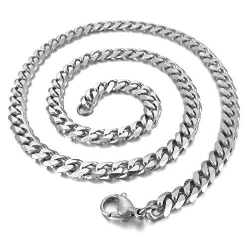 Men's 6mm Wide Stainless Steel Necklace Curb Chain Link Silver Tone 14~40 Inch-Necklaces-INBLUE-15.0 inches-Innovato Design