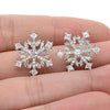 Sterling Silver Cubic Zirconia Winter Snowflake Flower Elegant Stud Earrings Clear - InnovatoDesign