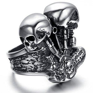 Men Stainless Steel Vintage Skull Motor Engine Ring-Rings-Innovato Design-8-Innovato Design