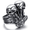 Men Stainless Steel Ring, Vintage Skull Motor Engine - InnovatoDesign