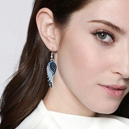 Angel Wing Hook Earrings Austrian Crystal Silver-Tone-Earrings-Innovato Design-Purple-Innovato Design
