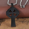 Stainless Steel Irish Knot Celtic Cross Pendant Necklace For Mens,24 Inches Link Chain,Jet Black - InnovatoDesign