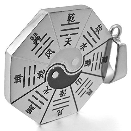 Men's Stainless Steel Pendant Necklace Yin Yang -With 23 Inch Chainn-Necklaces-INBLUE-black-Innovato Design