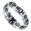 Men Ceramic Bracelet Black & Silver Crystal Hematite Energy-Bracelets-Innovato Design-Innovato Design