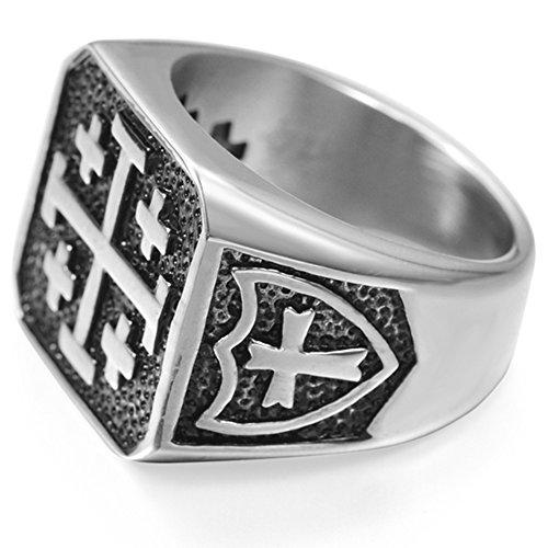 Stainless Steel Crusader Jerusalem Cross Ring-Rings-Jude Jewelers-7-Innovato Design