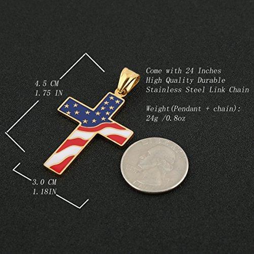 American Flag Patriotic Cross Religious Jewelry Enamel Pendant Necklace-Necklaces-Innovato Design-Silver-Innovato Design