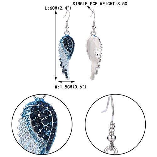 Angel Wing Hook Earrings Austrian Crystal Silver-Tone-Earrings-Innovato Design-Purple-Innovato Design