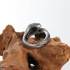 Men's 316l Stainless Steel Double Snake Head Ring Band,retro Pattern Gothic Tribal Biker Opening Ring Silver Black,sizes 7-13 - InnovatoDesign
