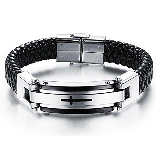 Modern Silver Leather Bracelet/ Leather Cuff Boho Style — ISEA DESIGNS
