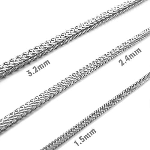 Men's 3.2mm Wide Stainless Steel Necklace Twist Wheat Chain Link Silver Tone 14~40 Inch-Necklaces-INBLUE-15.0 inches-Innovato Design