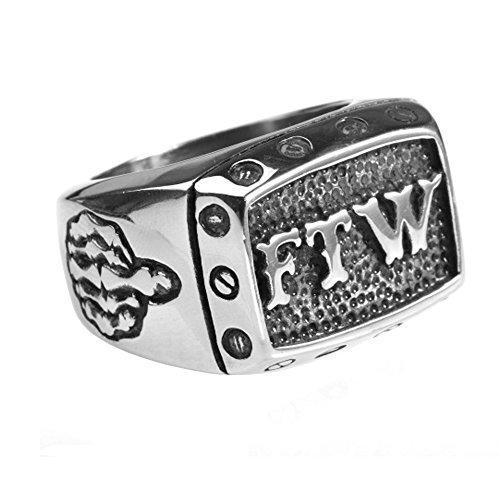 Vintage Men's Punk Rocker FTW Letters Gothic Ring-Rings-Innovato Design-7-Innovato Design