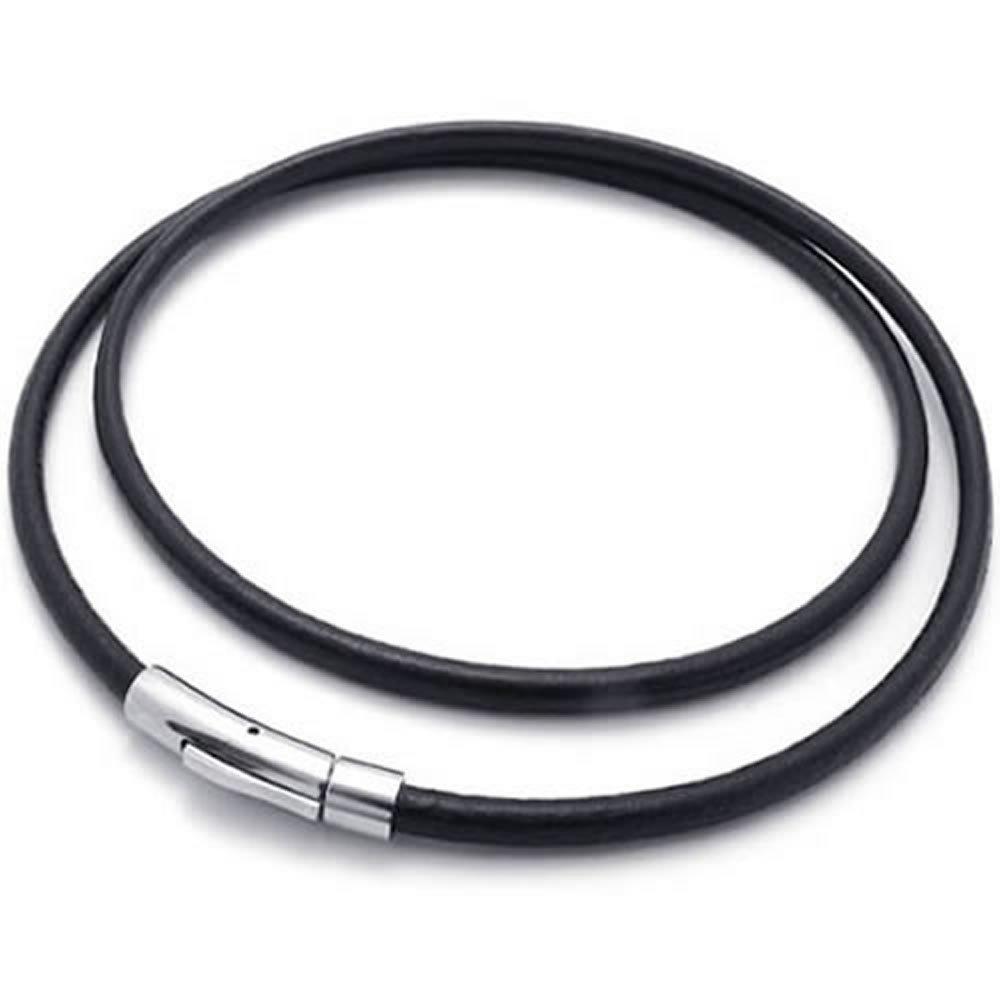 Leather Rope Chain Black Leather Cord Necklace Rope Chain with Stainless Steel Clasp, 4mm ...