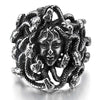 Men's Stainless Steel Ring Silver Tone Black Greek Mythology Medusa Snake-Rings-INBLUE-8-Innovato Design