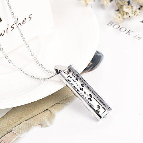 Ashes Keepsake Bar Necklace Message Puppy Paw Pendant Charm Jewelry Urn Dog Cat-Necklaces-Innovato Design-Silver-Innovato Design