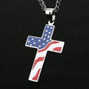 American Flag Patriotic Cross Religious Jewelry Enamel Pendant Necklace-Necklaces-Innovato Design-Silver-Innovato Design