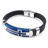 Men Rubber Stainless Steel Bracelet Cross Cuff Bangle Blue Silver Black-Bracelets-KONOV-Innovato Design
