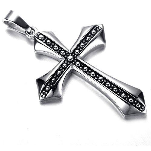 Men Gothic Biker Stainless Steel Cross Pendant Necklace-Necklaces-Innovato Design-Innovato Design