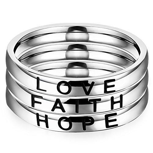 3 Pcs Faith Love Hope Stainless Steel Rings for Men Women Stackable Band Ring Wedding Engagement Fashion Band-Rings-Jstyle Jewelry-5-Innovato Design