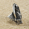 Men's Large Stainless Steel Ring Silver Tone Black Scythe Death Grim Reaper Skull Band-Rings-Innovato Design-7-Innovato Design