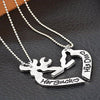 Silver Color Split Heart Her Buck His Doe Deer Pendant Necklace Set of 2-Necklaces-Jewelry_supplies-Innovato Design