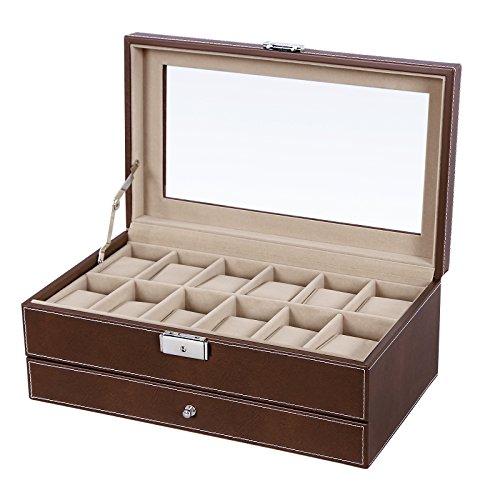 Men Watch Organizer Jewelry & Accessories Holder Display Case with Lock and Keys Black-Watch Box-Innovato Design-Black-Innovato Design